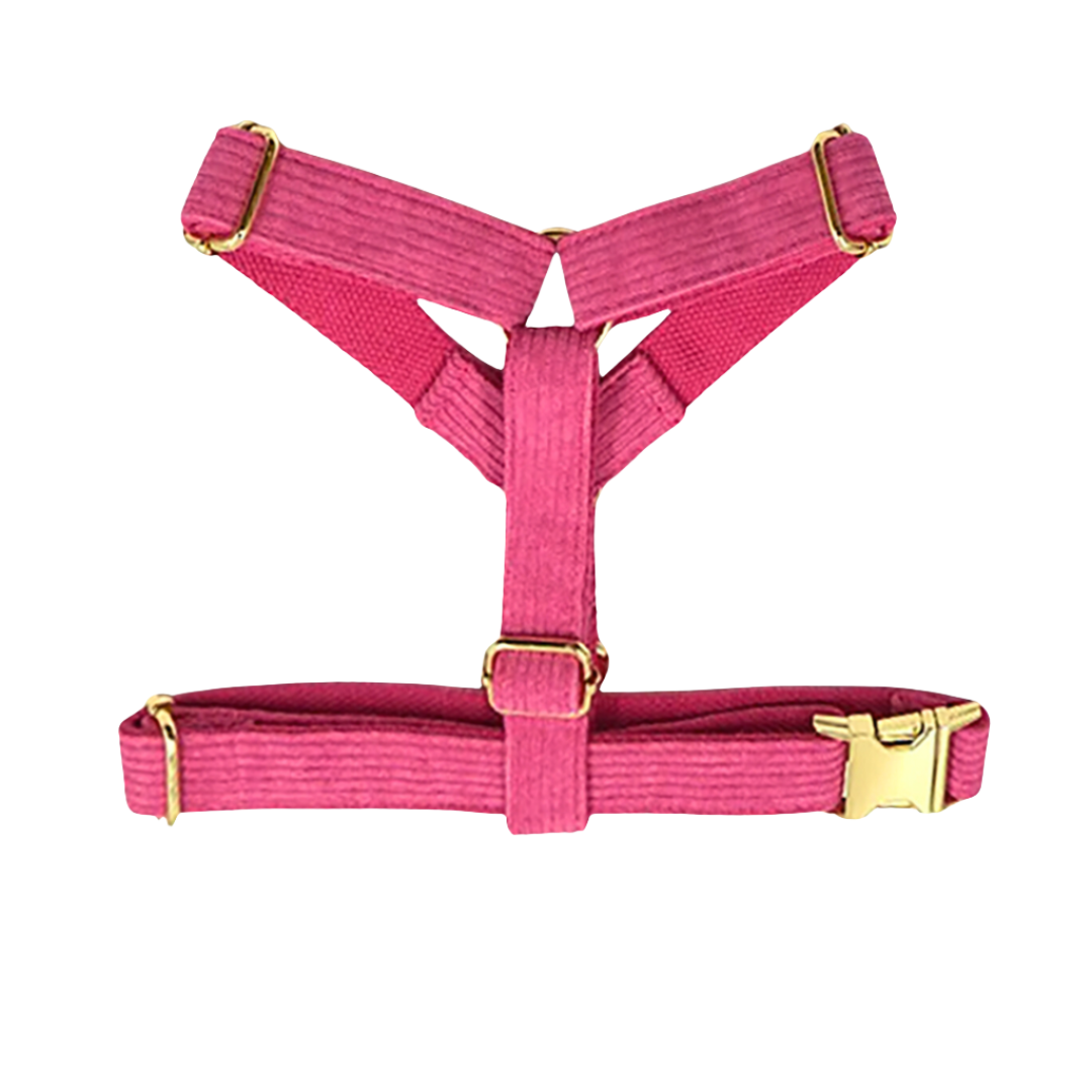 Pink corduroy harness, soft and adjustable for small to medium dogs - Kostbar Pet Club