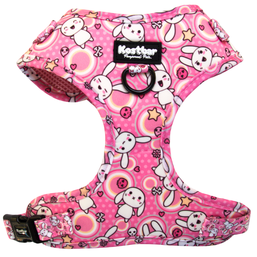Kawaii Doodles harness & leash set, playful pattern for pets - Kostbar Pet Club