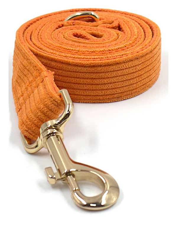 Orange corduroy leash, perfect for stylish pet outings - Kostbar Pet Club