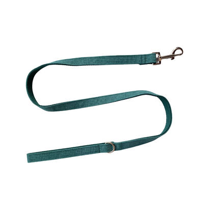 Forest green corduroy leash, soft yet durable for pet walks - Kostbar Pet Club
