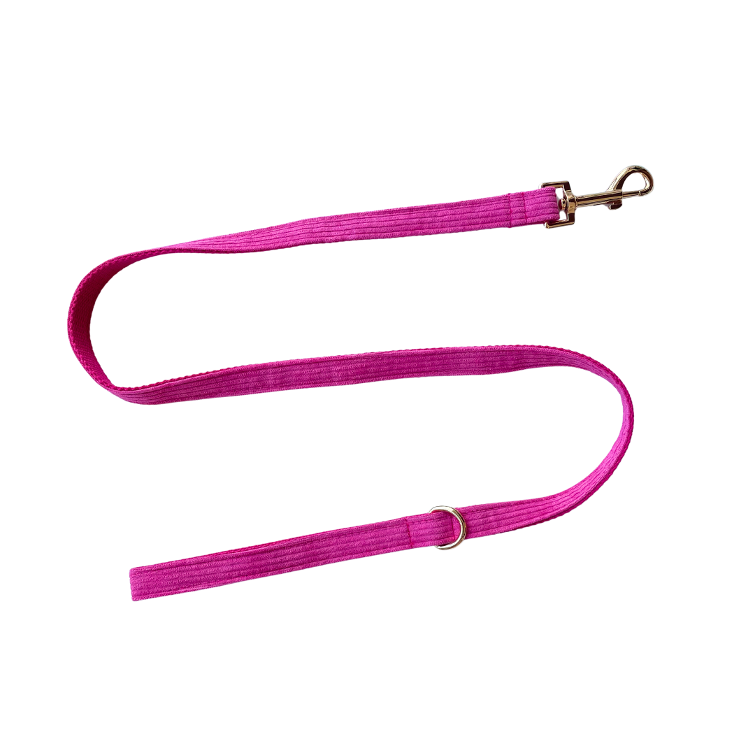 Pink corduroy pet leash, chic and comfortable - Kostbar Pet Club
